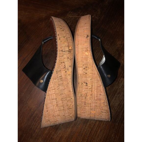 Sam Edelman Sandals Preppy Summer Black  Rose 3D  Cork  Wedges  10 - Picture 3 of 9